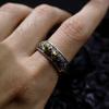 Retro Golden Vajra Adjustable Open Ring For Men Gothic Punk Edgy Silver-plated Copper  Tibetan Accessories Blessing Gift