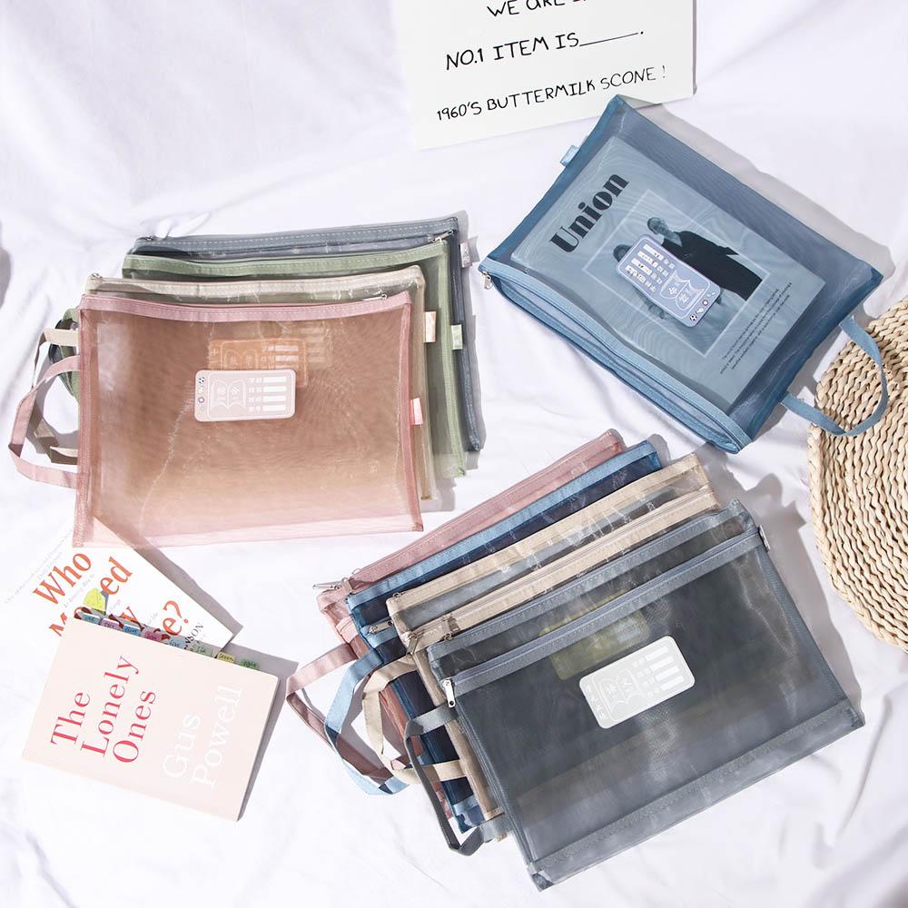 Protective Student Gift Paper Stationery Organizer Pouch A4 File Folder Bag Zipper File Pocket Storage Handbag Document Bag