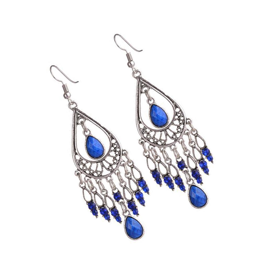 1 Pair Bohemia Style Tassel Earrings Women Waterdrop Pendant Dangling Earring Girls Ethnic Ear Jewelry