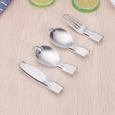 Outdoor Camping Tragbare Klappmesser Gabel Löffel Kochgeschirr Edelstahl Klappbesteck