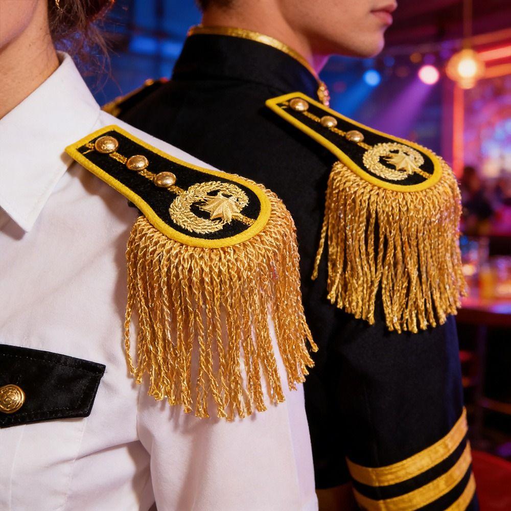 1Pair Multipurpose Tassel Fringe Epaulets Jackets Overcoats Epaulett for Drum Horn Band