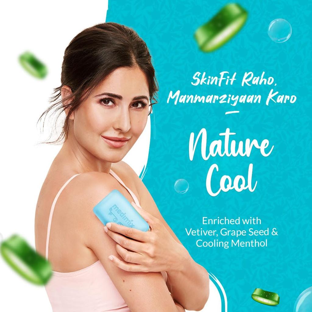 Medimix Ayurvedic Cool Bathing Soap 125Gx 5 Soap With Menthol Vetiver Grape Seed Natural Vegan Combo Pack
