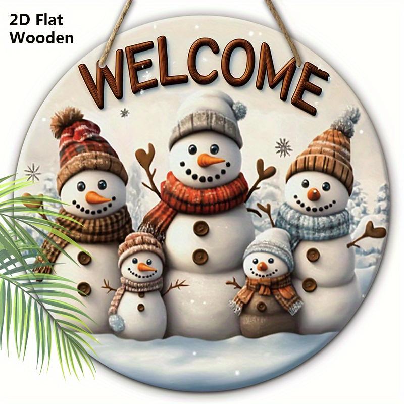 

Warm Winter Christmas Wooden Sign with Snowman Pattern - Navidad Welcome Sign for Front Door, Wall Hanging Decor - Ideal Christmas Decoration 20cm/7.87in белый