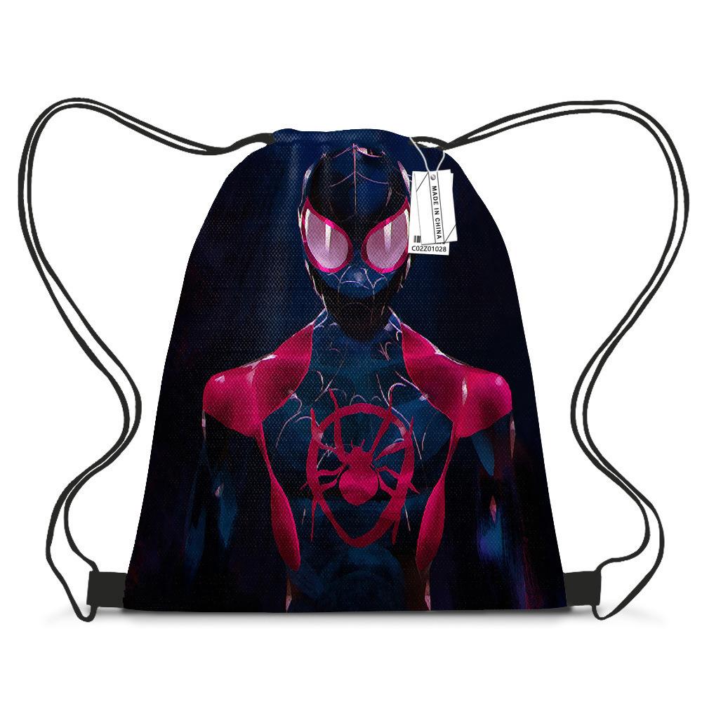 Bundle Pocket Casual Bag Spider-Man Shoulder Cartoon Student Print Drawstring Backpack Storage Bag