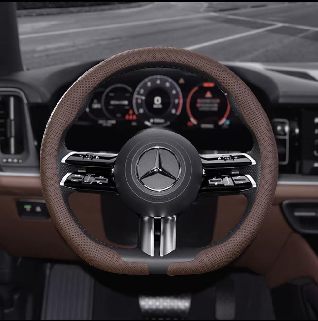 8D Nappa leather Car Steering Wheel Cover For Mercedes Benz A B C E V S Class GLA GLB GLC GLK GLS SLK CLA CLS Auto Accessories