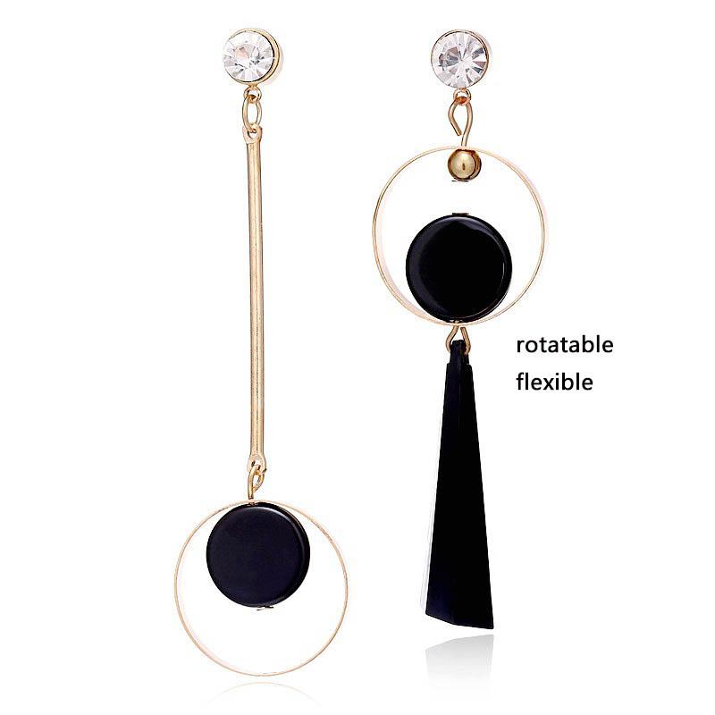Black Hanging Long Earrings for Women Triangle Square Statement Drop Earrings 2025 boucle oreille femme Fashion Jewelry