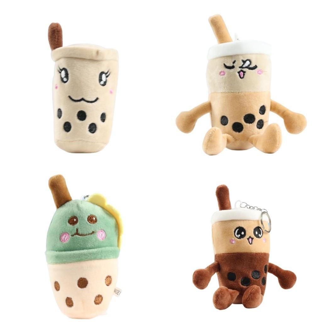 Bubble Tea Plush Toy Pendant Keychain Cute Boba Cup Expression Cartoon Doll Soft Gift