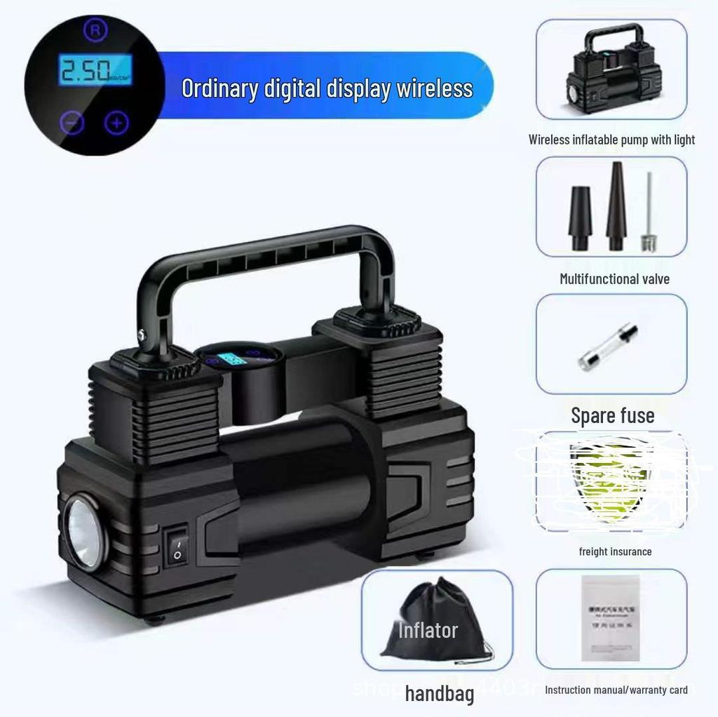 Wireless Smart Car Air Pump with Digital Display - 12V Portable Tire Inflator
