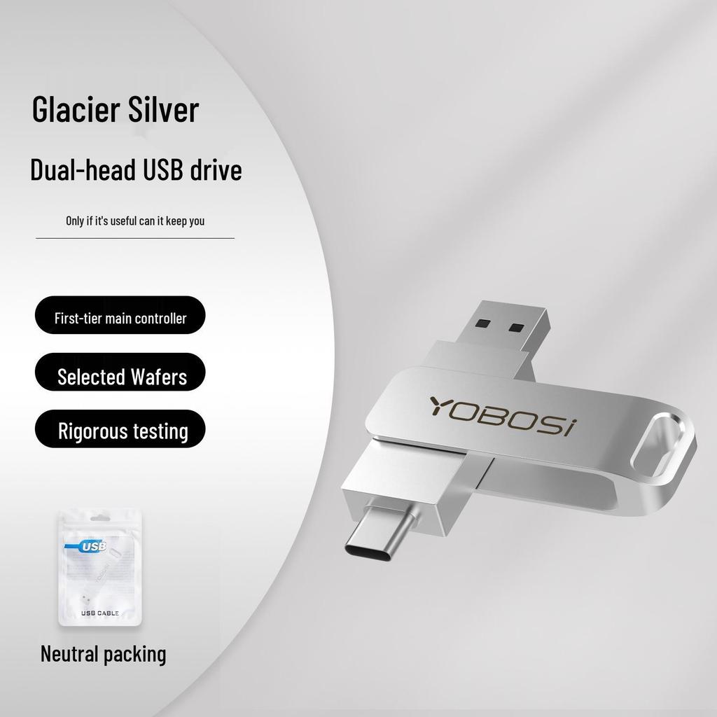 Customized Metal Dual-Use Rotating USB Flash Drive - High-Speed 32GB, 64GB, 128GB, Large Capacity