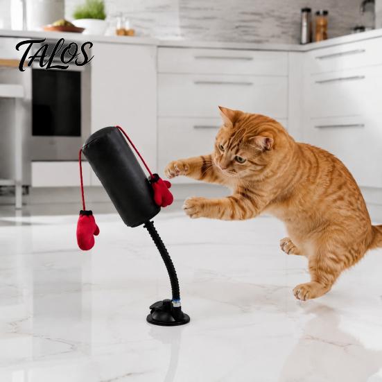 Stress Relief Toys for Anxious Cats Cat Punching Bag Toy, Interactive Punch Toy with Dangling Boxing Gloves, Suction Portable Entertainment