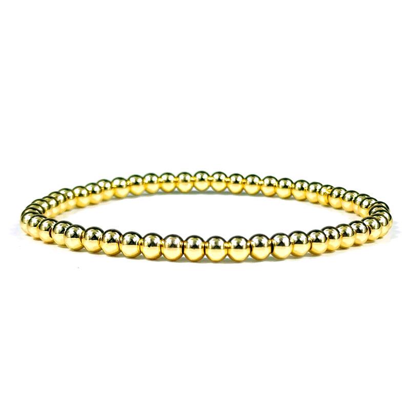 14K Gold Color-Preserving Cross Bracelet with 4-8mm Plated Copper Beads