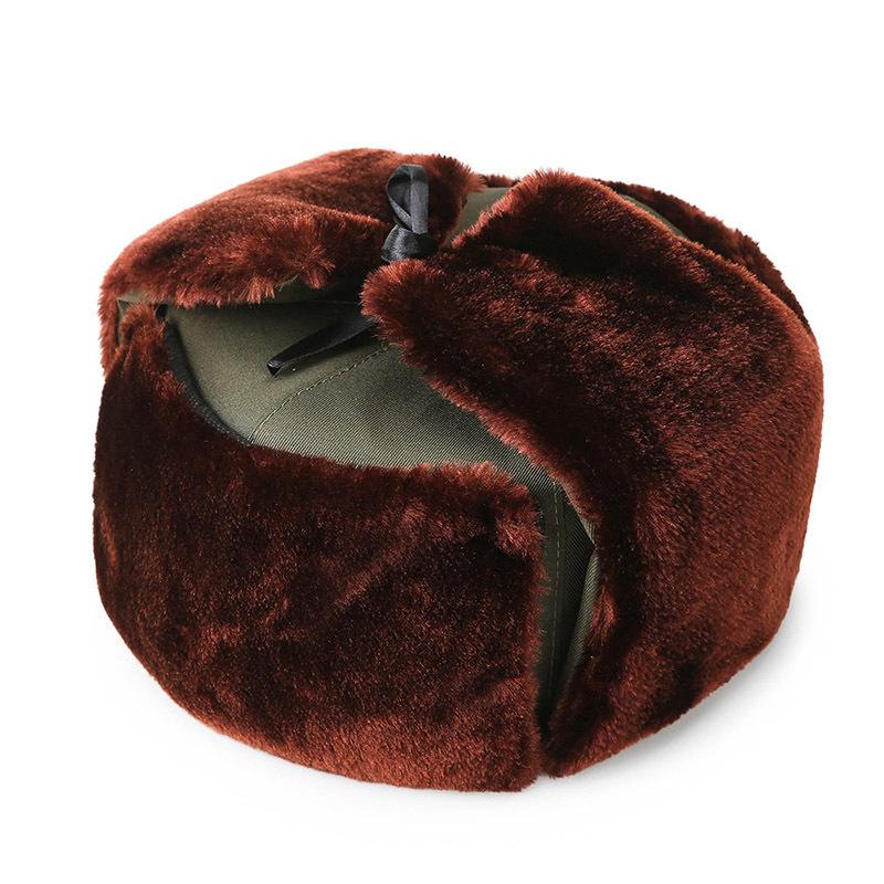 

Cotton Ushanka Thickened Plush Warmth Hat Adjustable Ear Flaps Gift Fashion коричневий
