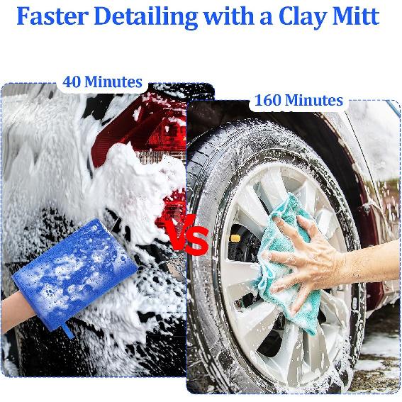 Giantree Clay Mitt - Auto Detailing Microfiber Clay Bar, Medium Grade, Blue