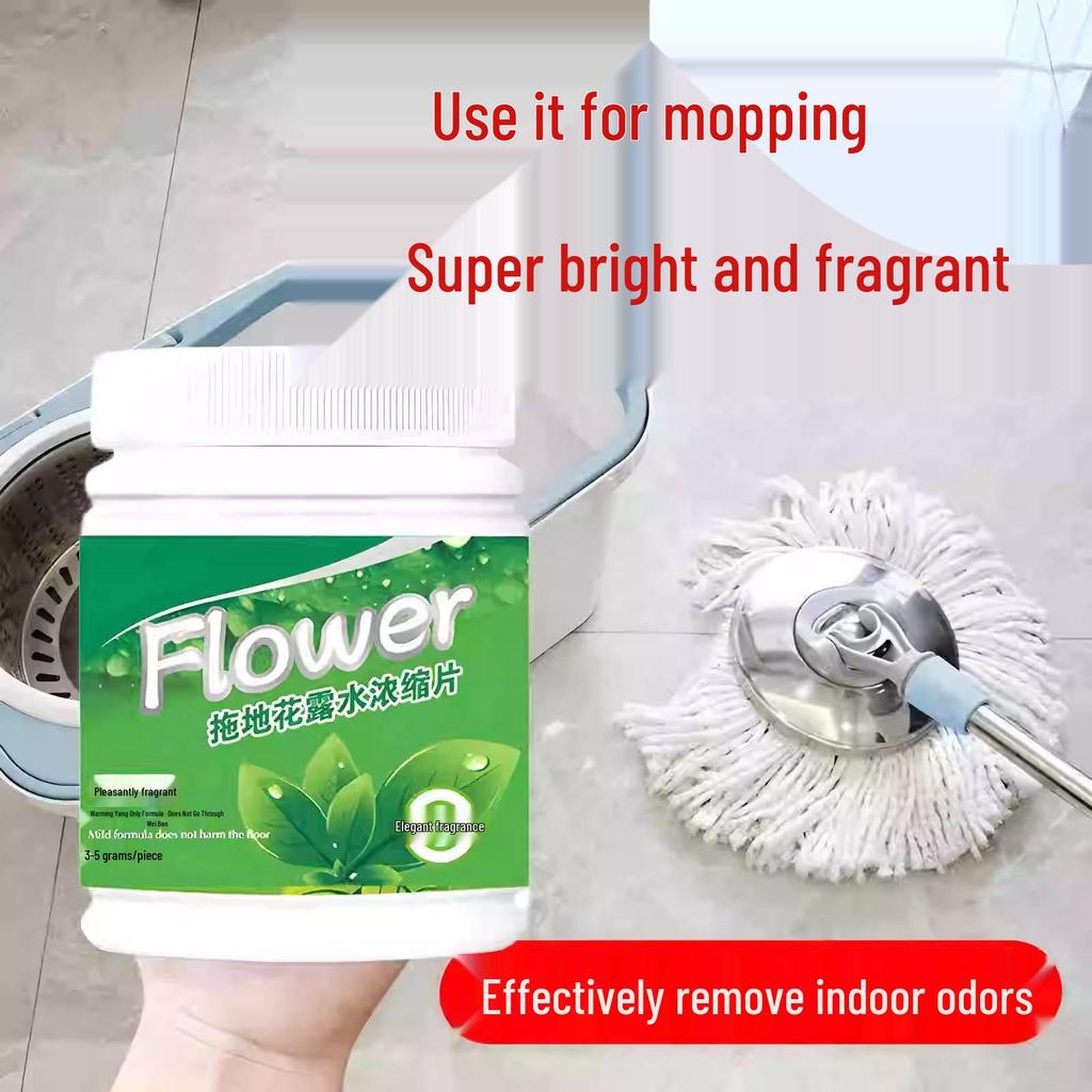 Mop Flower Dew Effervescent Floor Cleaner: Fresh Scent, Marble & Tile Odor Removal Concentrate.