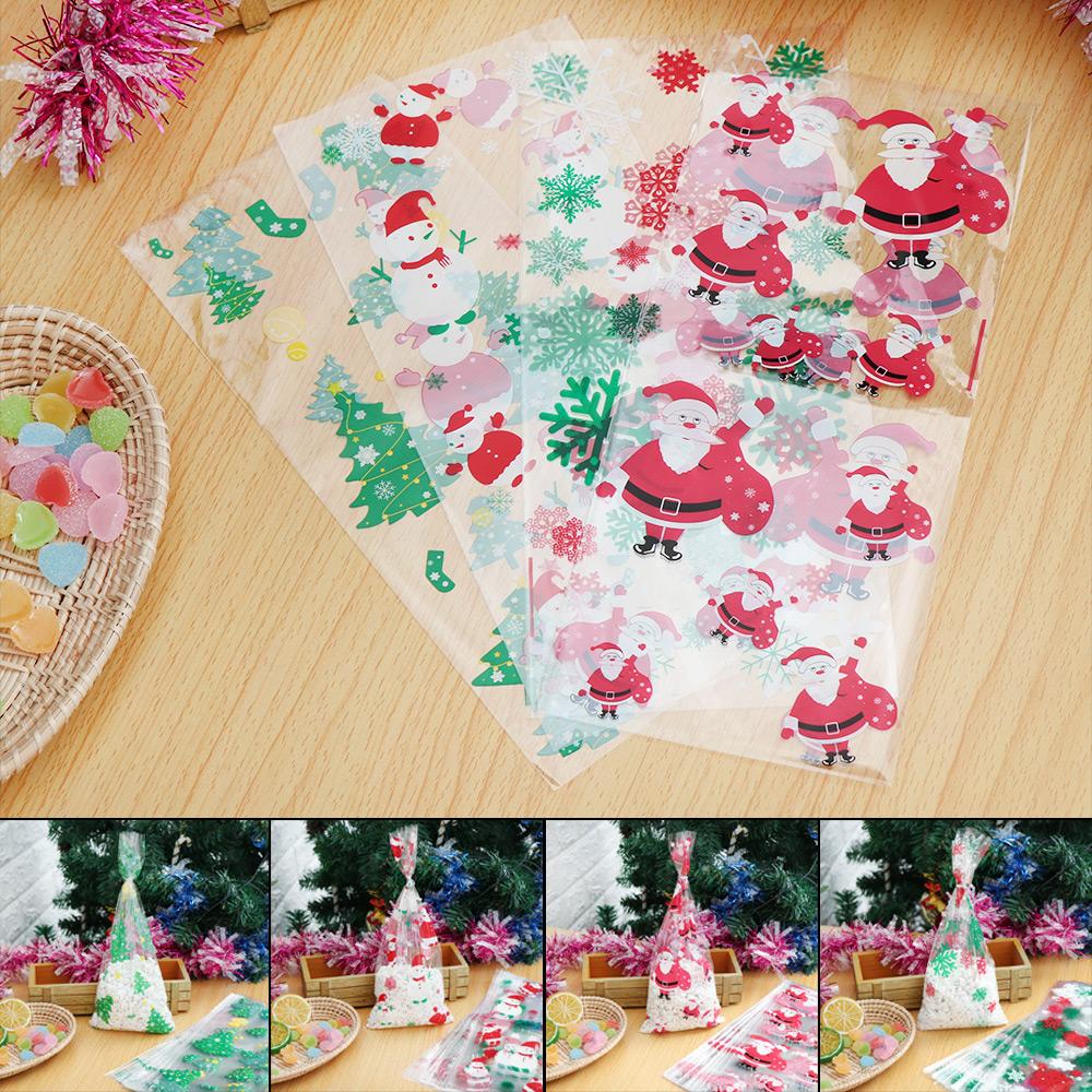 Wedding Favors Snack Cookies Storage Santa Claus Snowman Plastic Baking Packaging Xmas Candy Bags