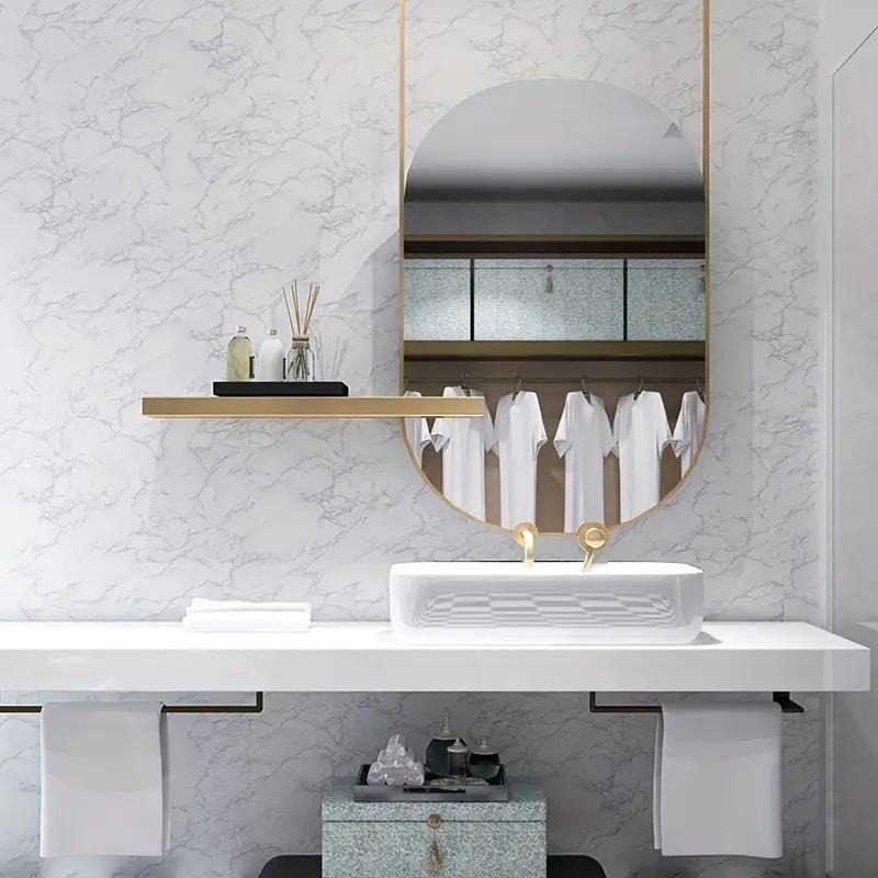 Marble Effect Vinyl Wallpaper - Self-Adhesive, Removable, Glossy Finish, Texturizing Pattern, Random Match, Peel and Stick Count