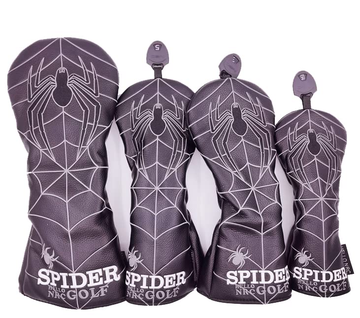 Sada Kryt golfové hlavy Kryt řidiče 1 kus Dřevěný kryt FW 2 kusy Kryt Utility UT 1 kus s konverzním štítkem Spiders 2022 NOVINKA 4dílný / (Červené