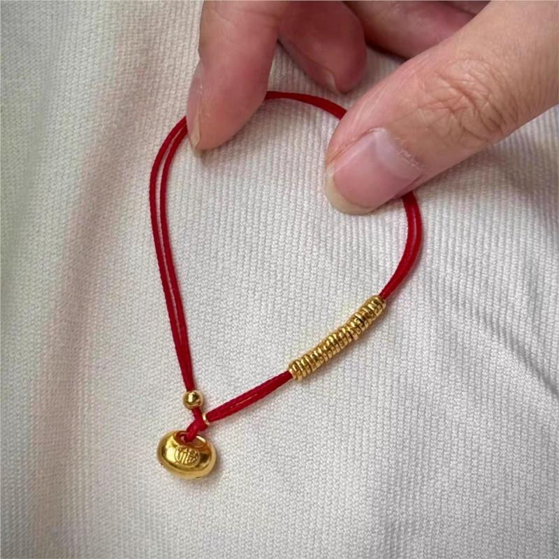 

PANJBJ 925 Sterling Silver Red String Bracelet for Women Wealth Retro Design Fashion Minimalist Jewelry Gift Dropshipping