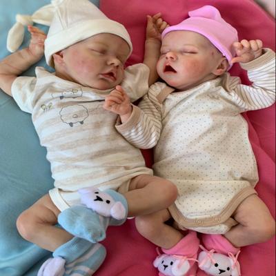 45cm Gerçekçi Yeniden Doğmuş Bebek Bebek İkiz A İkiz B Kumaş Gövde Yumuşak Dokunuş Gerçek Yaşam Yenidoğan Bebekler Köklenmiş Mohair Canlı Bebe Yeniden Doğmuş Boneca Çocuk Noel Hediyesi