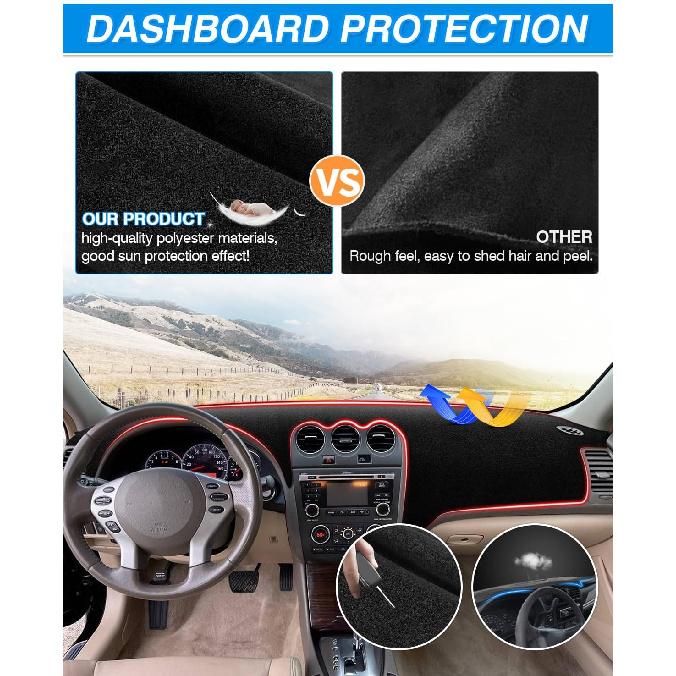 Cartist Dash Cover Compatible With Nissan Altima 2007 2008 2009 2010 2011 2012 Accessories Altima Dashboard Cover Mat Non-Slip Carpet Sunshield Glare