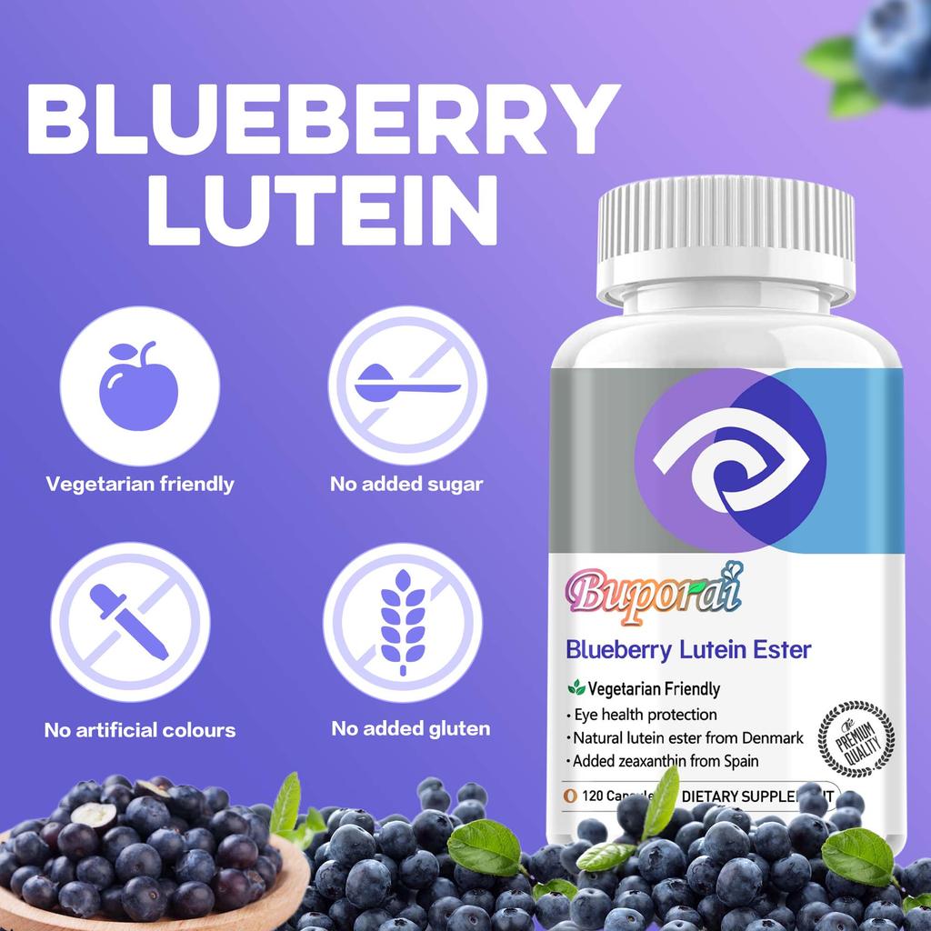 Buporai Blueberry Lutein Ester Capsules 120 Count — Eye Health, Vision Support, Antioxidant Support