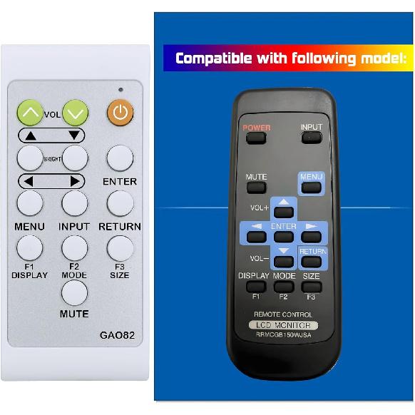 Replacement Remote Control for Sharp Display LCD Monitor RRMCGB150WJSA RRMCG1003MPPZ PN-G655U PN-G655UP PN-655U PN-655RE PN-G655RE PN-G655E PN-C703B