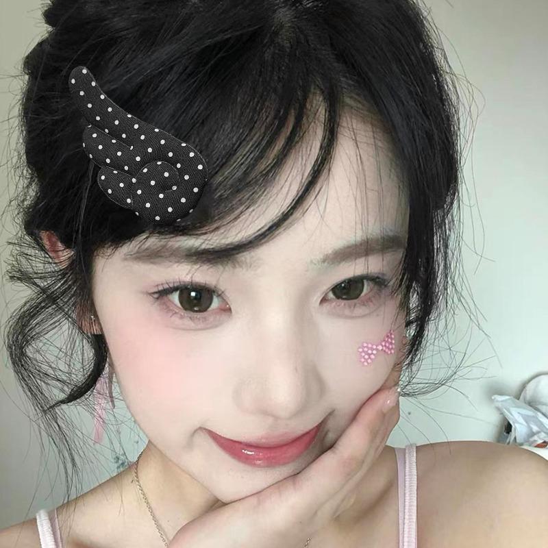 Korean Sweet Cute Dot Wings Fabric Hairclips for Women Girls Duckbill Clip Barrettes Hair Styling Accessories Hairpin Daily Wear