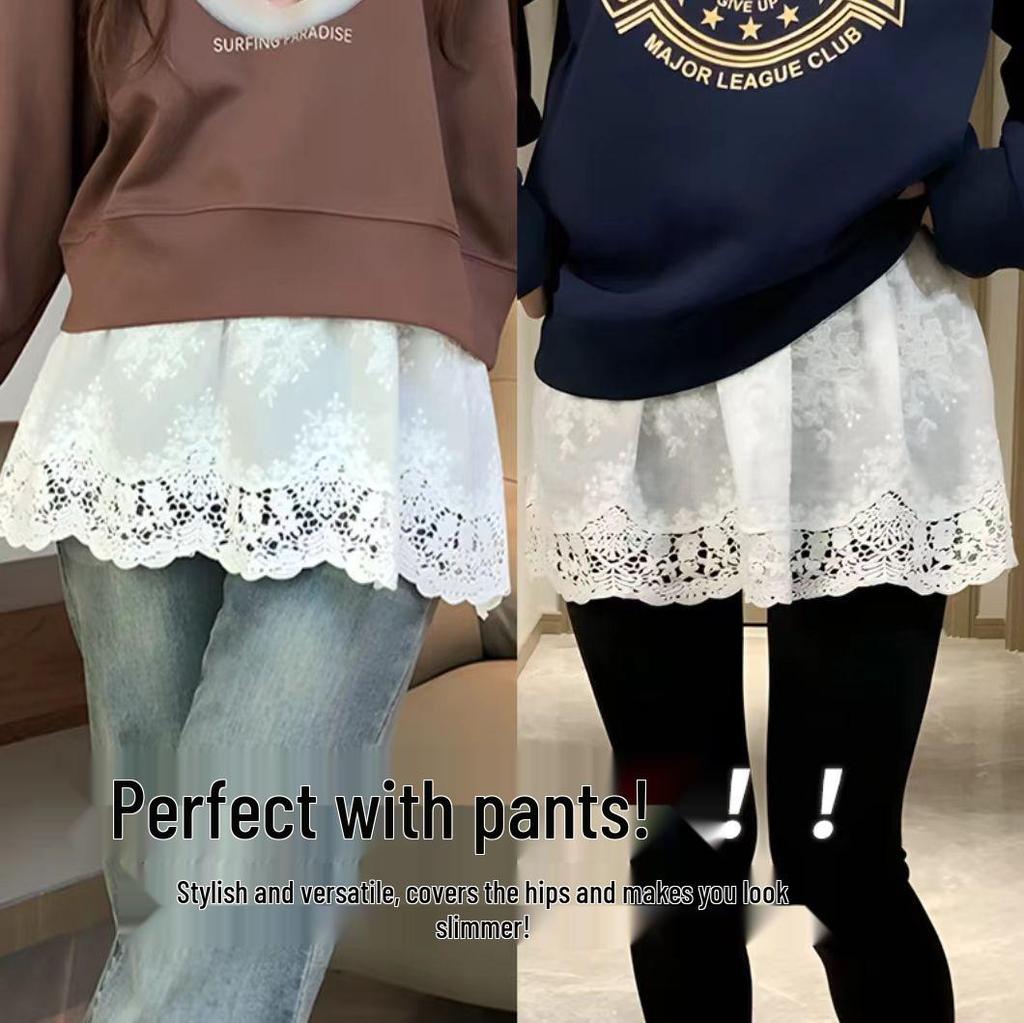 Women's Lace Skirt with Sweater False Hem - Perfect Inner Layering Wear