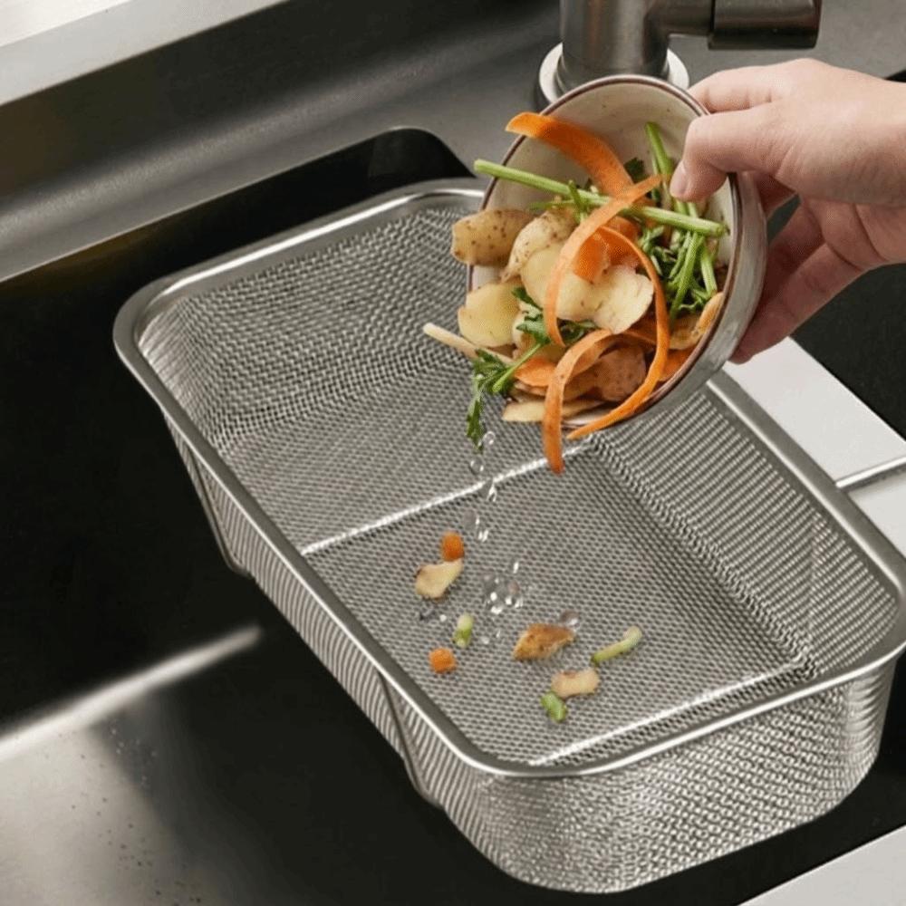 Drainer Stainless Steel Kitchen Sink Drain Basket Anti-rust Thickened Utensil Organizer Rectangle Storage Basket Home Supplies