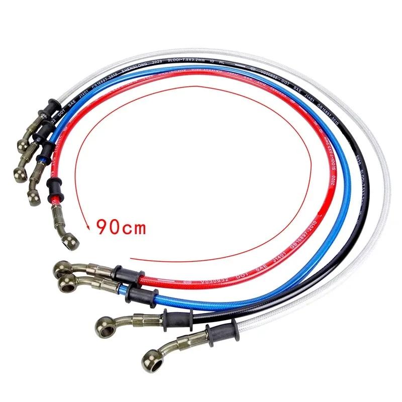 M10 50-120cm Motorcycle Dirt Bike Braided Line Steel Brake Hose Cable Hydraulic Banjo Pipe Universal Fit Racing