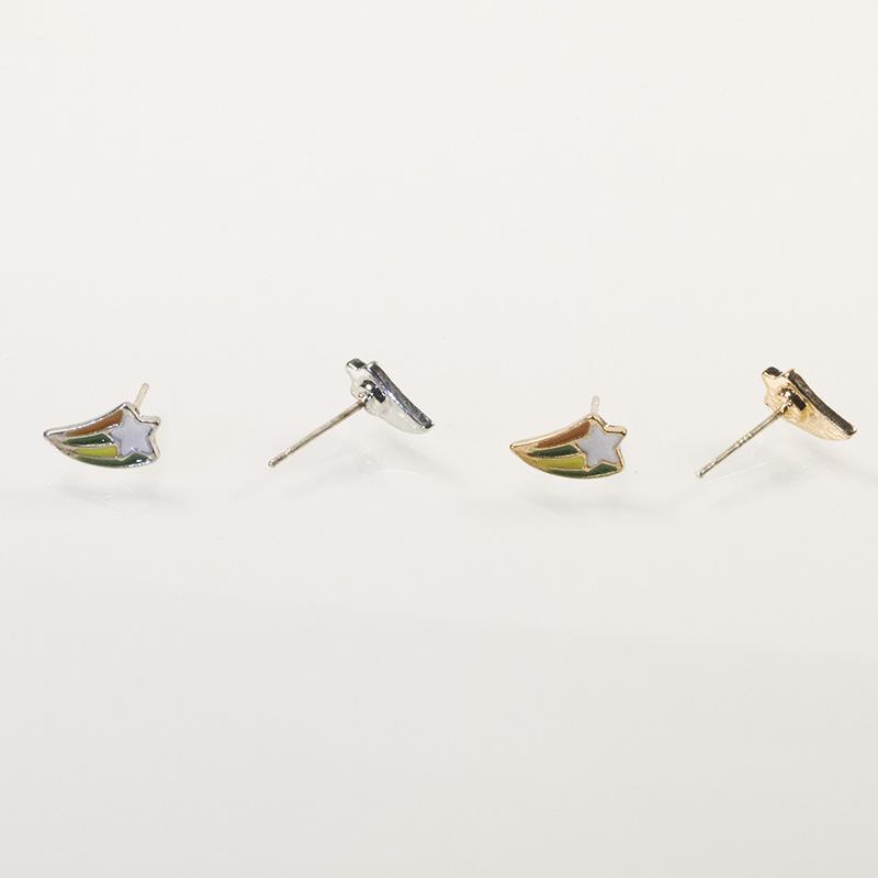 S925 silver needle niche design rainbow star stud earrings fresh and cute earrings women's small simple women's earrings