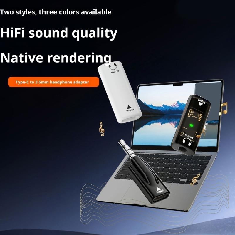 Pack of 2 Piece 3.5mm Male To Type C Female Adapter Dongle Clear Sound Transfer For Phones And Laptops