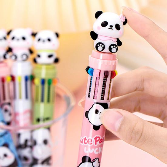 Kugelschreiber in Pandabär-Form Glattes Schreibgefühl Stift 10 Farben in einem Design Druckkugelschreiber für Schule Büro