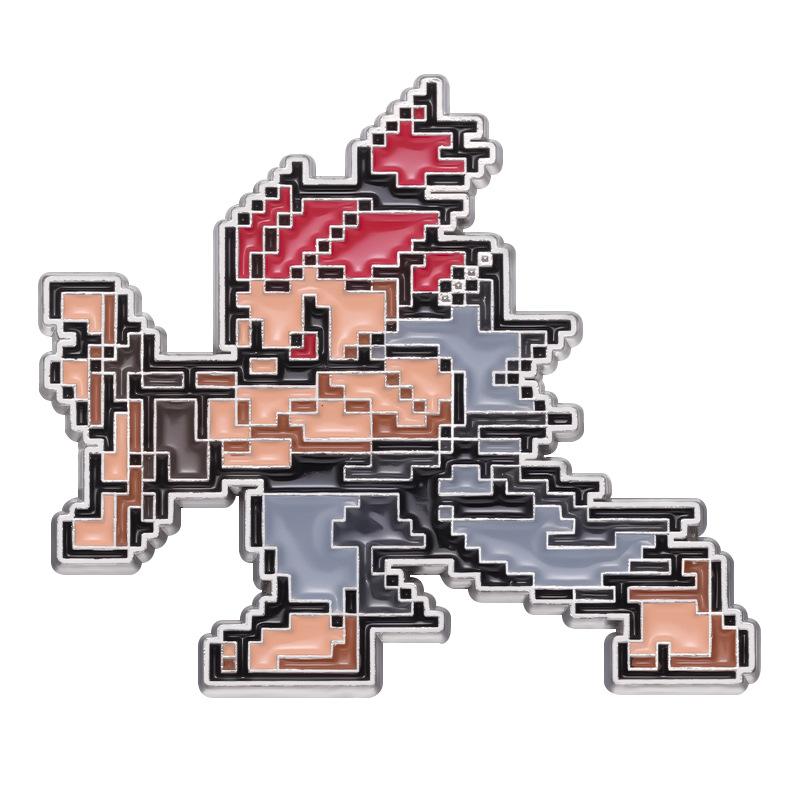 Fighter Fashionable Street Game Cartoon Brooch Pin With Eyecatching Flame Details