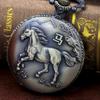 Hollow Out Horse Vintage Carved Quartz Pocket Watch Clock Fob With Chain Pendant Necklace Gifts Relief Watch With Numerals