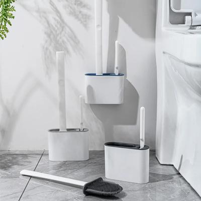Wall Hanging Toilet Brush Long Handled Silicone Toilet Brush Bristles WC Cleaning Brush Bathroom Accessories Household Cleaning