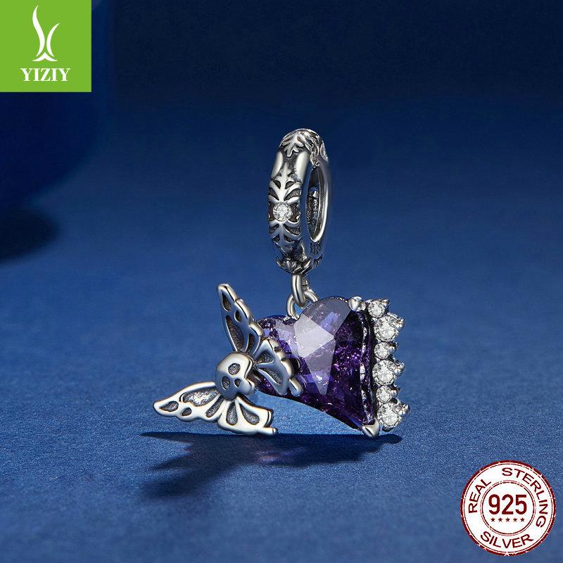 Mörk Dödskalle Fjäril Gör-det-själv Hänge Tillbehör, Halloween Isblomma Glas S925 Silver Pärlor