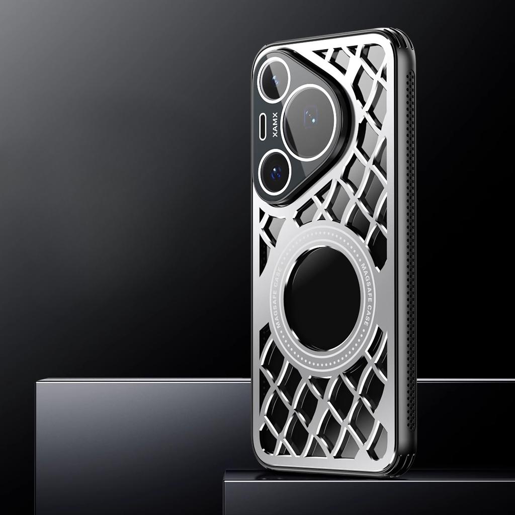 Aluminum Alloy Heat Dissipation Magnetic Ring Case For HUAWEI Pura 80Pro + 80 Ultra Magsafe Wireless Charging Shockproof Cover
