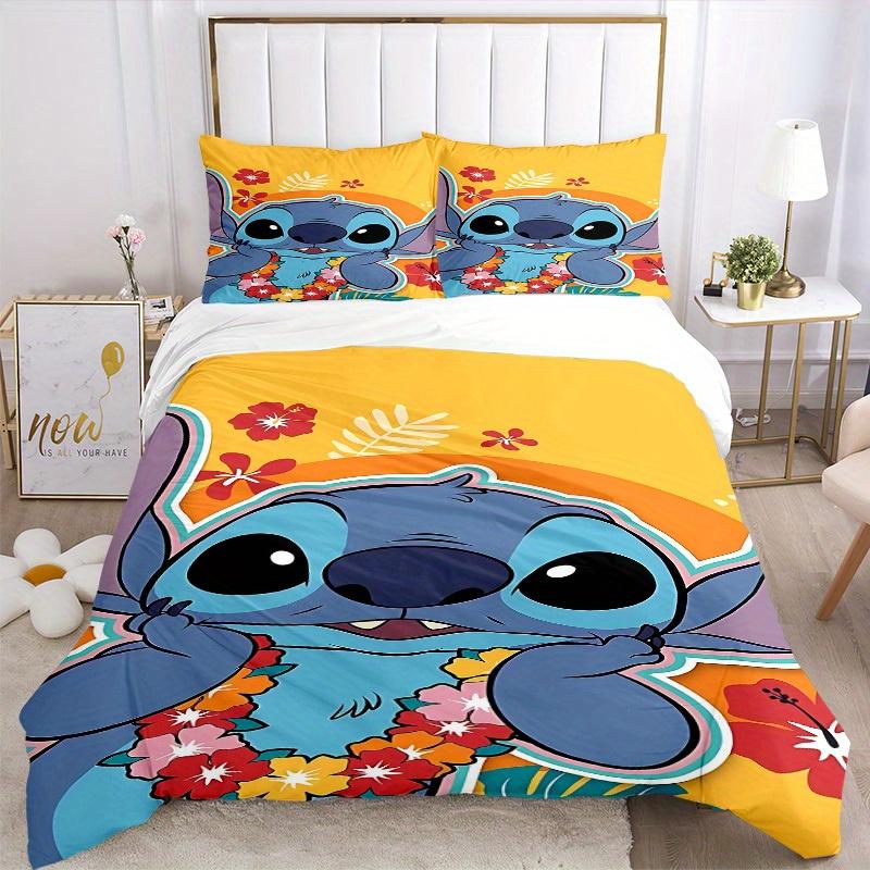 3pcs Stitch Printed Bedding Set, Breathable And Soft, Machine Washable, Christmas Gift, Suitable for Bedroom Decoration, 107