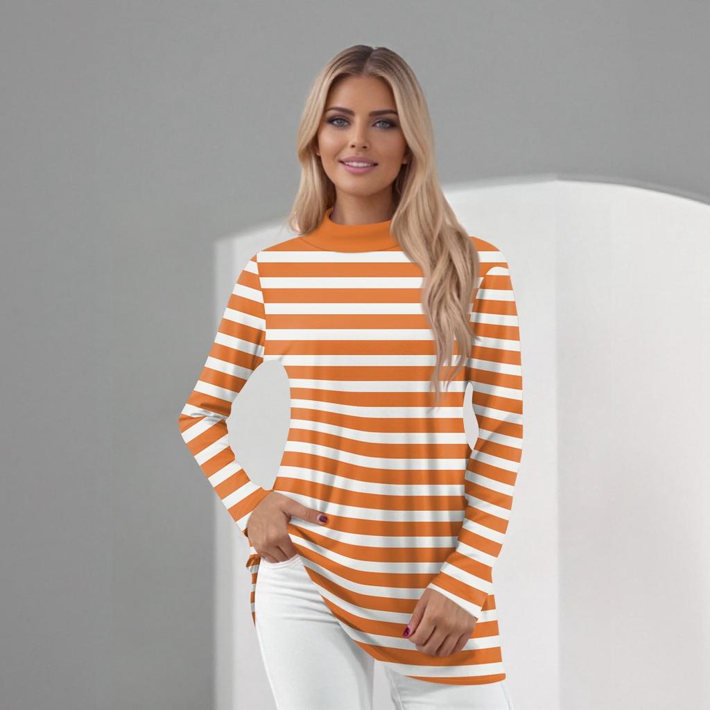 Women's Daily Casual Long Sleeve Mid Collar Top