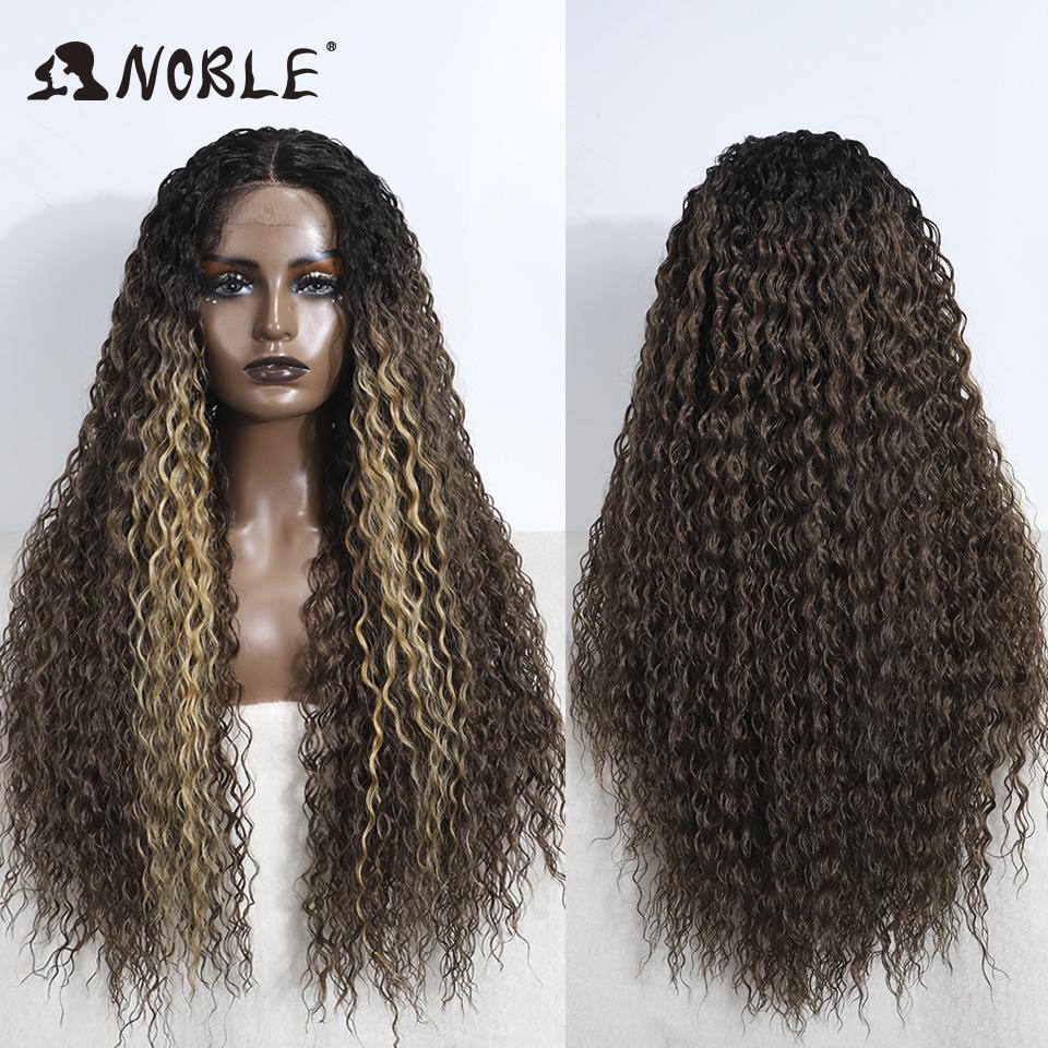 Noble Cosplay Wig Synthetic Lace Part Wig Long Curly 31Inch Cosplay Wig Blonde Ombre Lace Wig for Black Women Synthetic Lace Wig