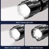Powerful LED Flashlight Zoom ABS Torch Built-in Battery USB Rechargeable Waterproof Lamp Bright Lantern 3 Lighting Modes