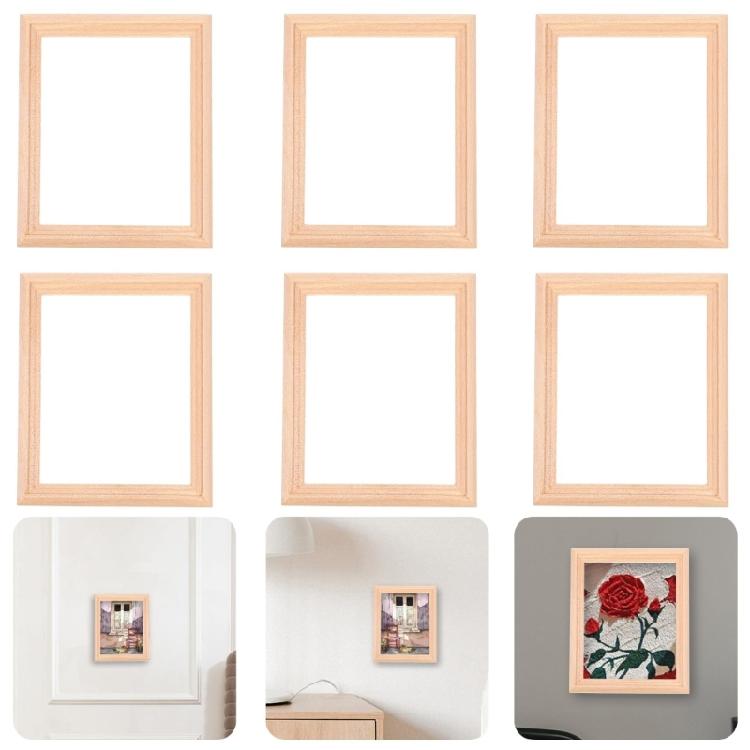 1/12 Scale Natural Wood Mini Album Frames Realistic Tiny House Decors Crafting Supplies