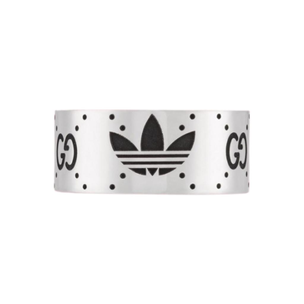 Gucci Adidas X Kollaboration Limitierte Edition Logo Vintage Stil Glänzend 925 Silberring Unisex Ringe 702766-J8400-0728