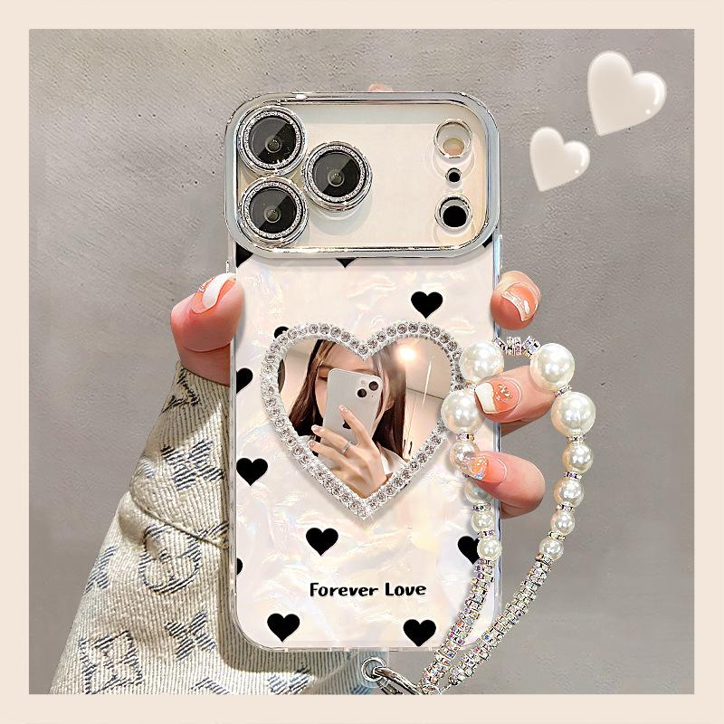 Love Mirror Bracelet Is Suitable for Apple 17promax Mobile Phone Case Iphone15 New Women's 16 Light Luxury High Sense