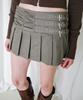 Deulailojeu Eyelet Pleated Skirt (Khaki)