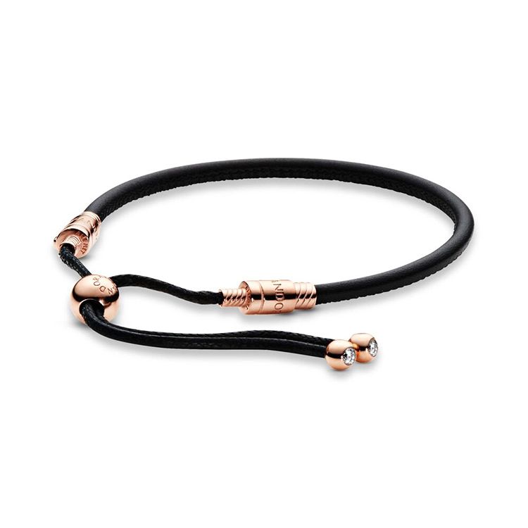 Pandora Leather Bracelet Women bracelets Black Rose-Gold 588059CBK Box,28,Black/Rose Gold