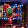 Christmas Inflatable Climbing Santa Built in LED Blowup Hanging with Gift Bag Outdoor