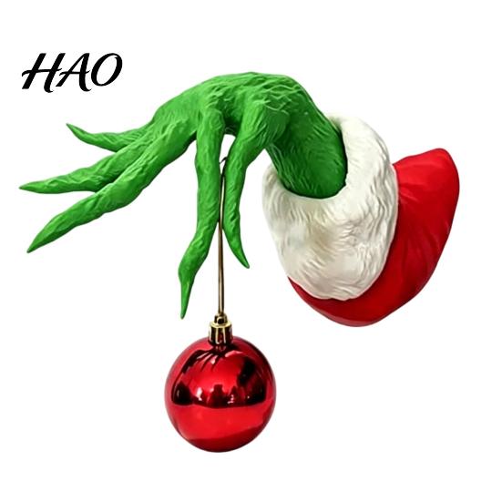 Zaļš roku ornaments Ziemassvētku rūķis Koka