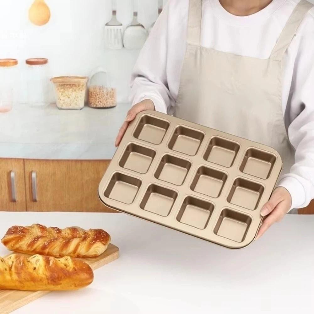 Corrosion-Resistant Square Muffin Tin 12 Cavity Muffin Cupcake Pan Mini Loaf Pan  DIY Cookie